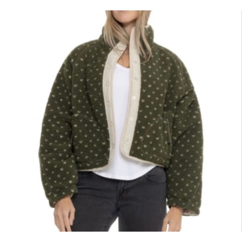 Blank NYC green printed Sherpa oversized jacket size M - Picture 1 of 10
